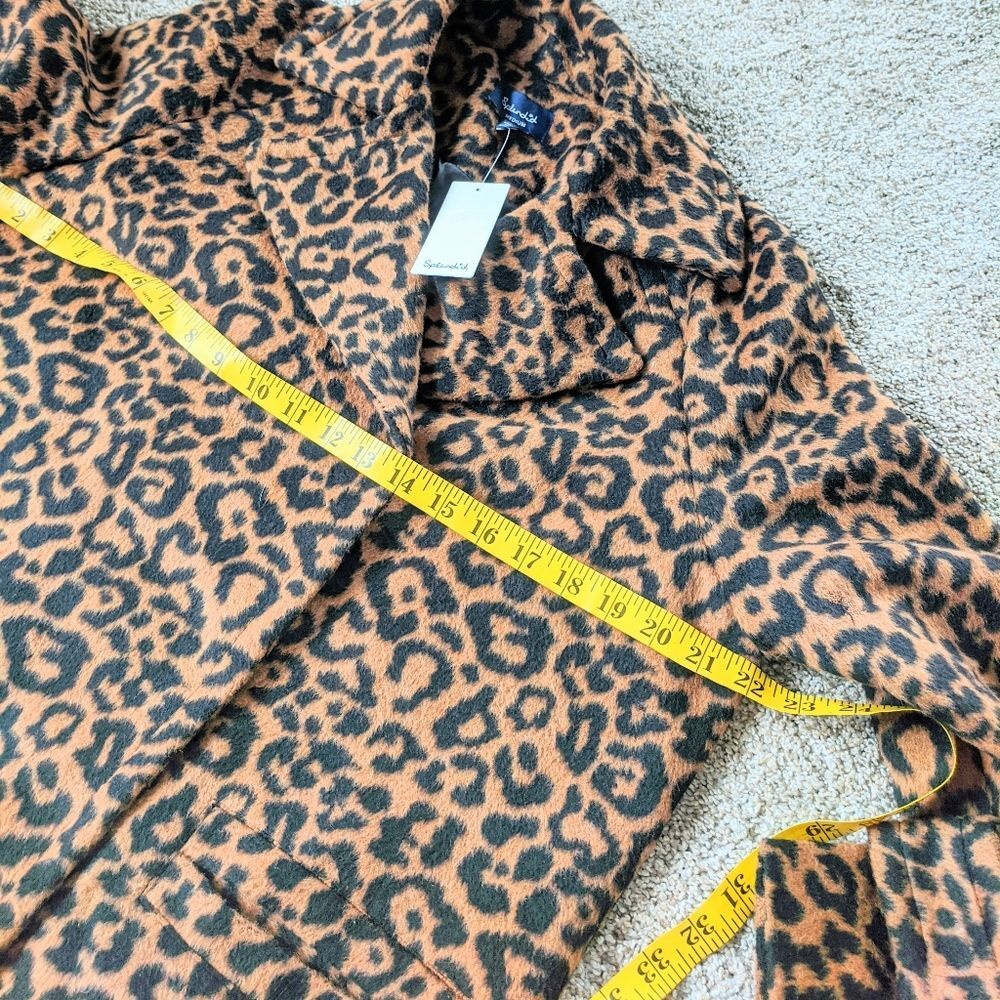 Splendid Leopard Coat NWT Wool Blend Women's Medium Neutral Animal Print - Picture 6 of 11